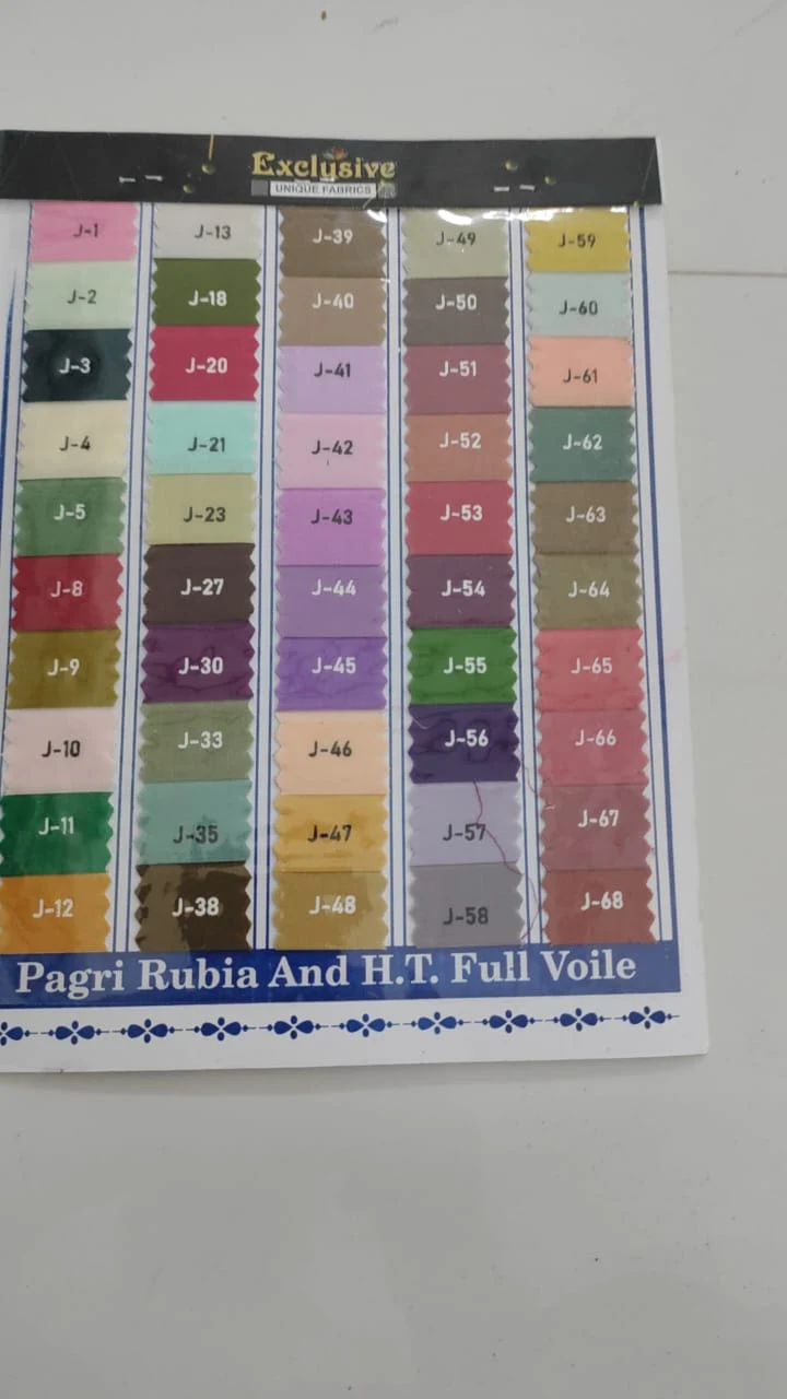 Cotton Astar shade chart showing J-series shades J-1 through J-68