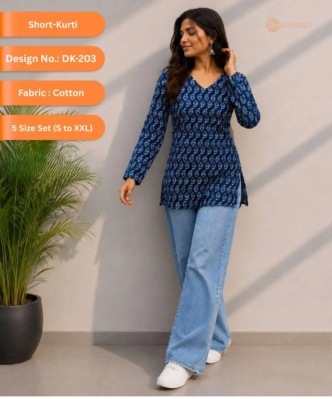 Short Kurti DK-203 — Cotton, 5 Size Set