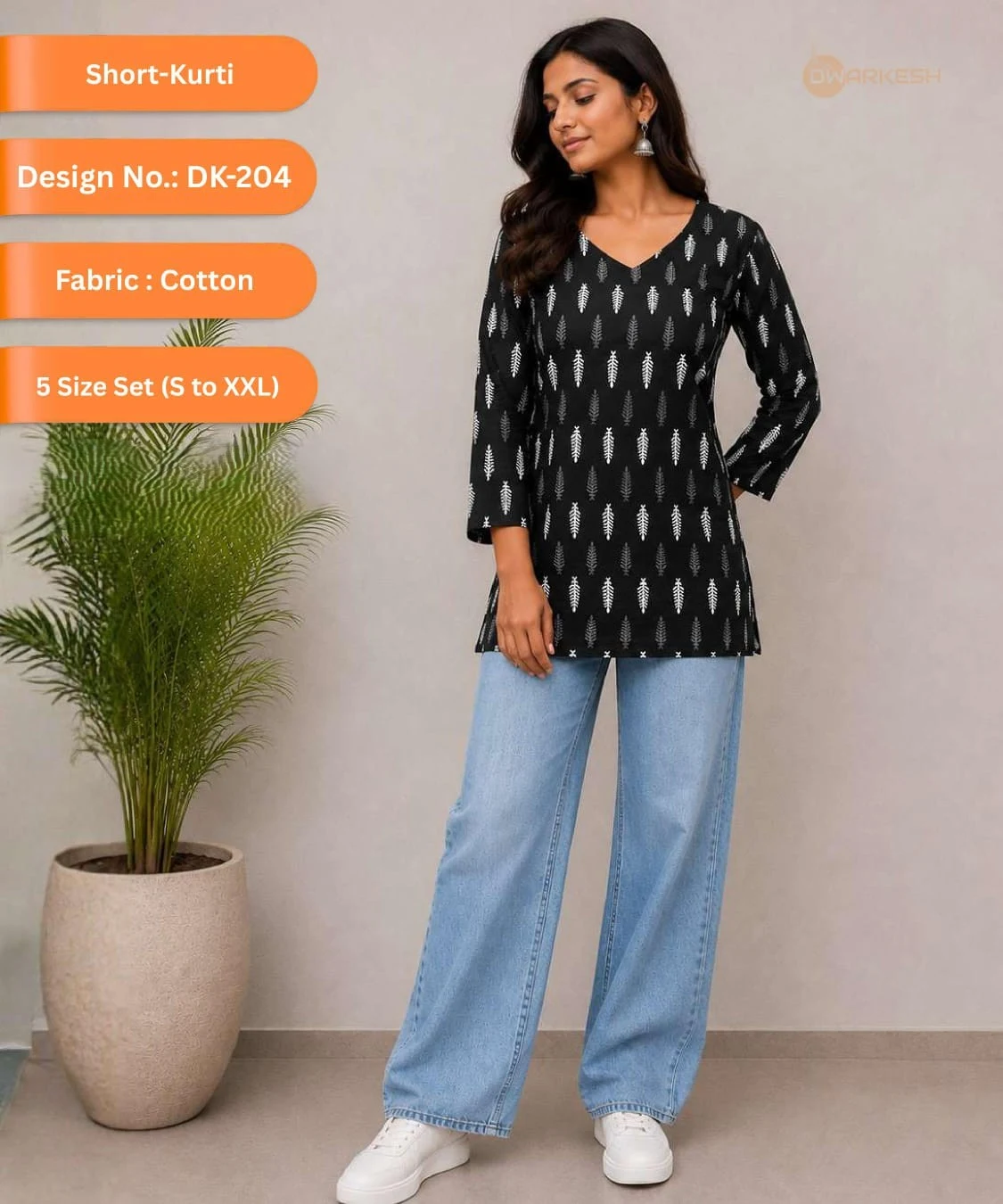 Short Kurti DK-204 — Cotton, 5 Size Set