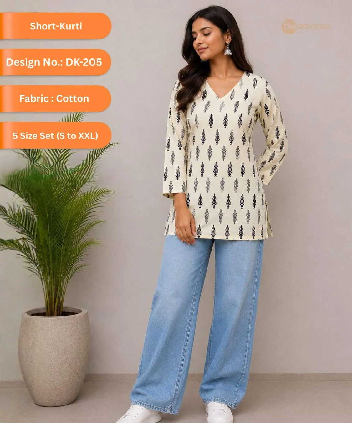 Short Kurti DK-205 — Cotton, 5 Size Set