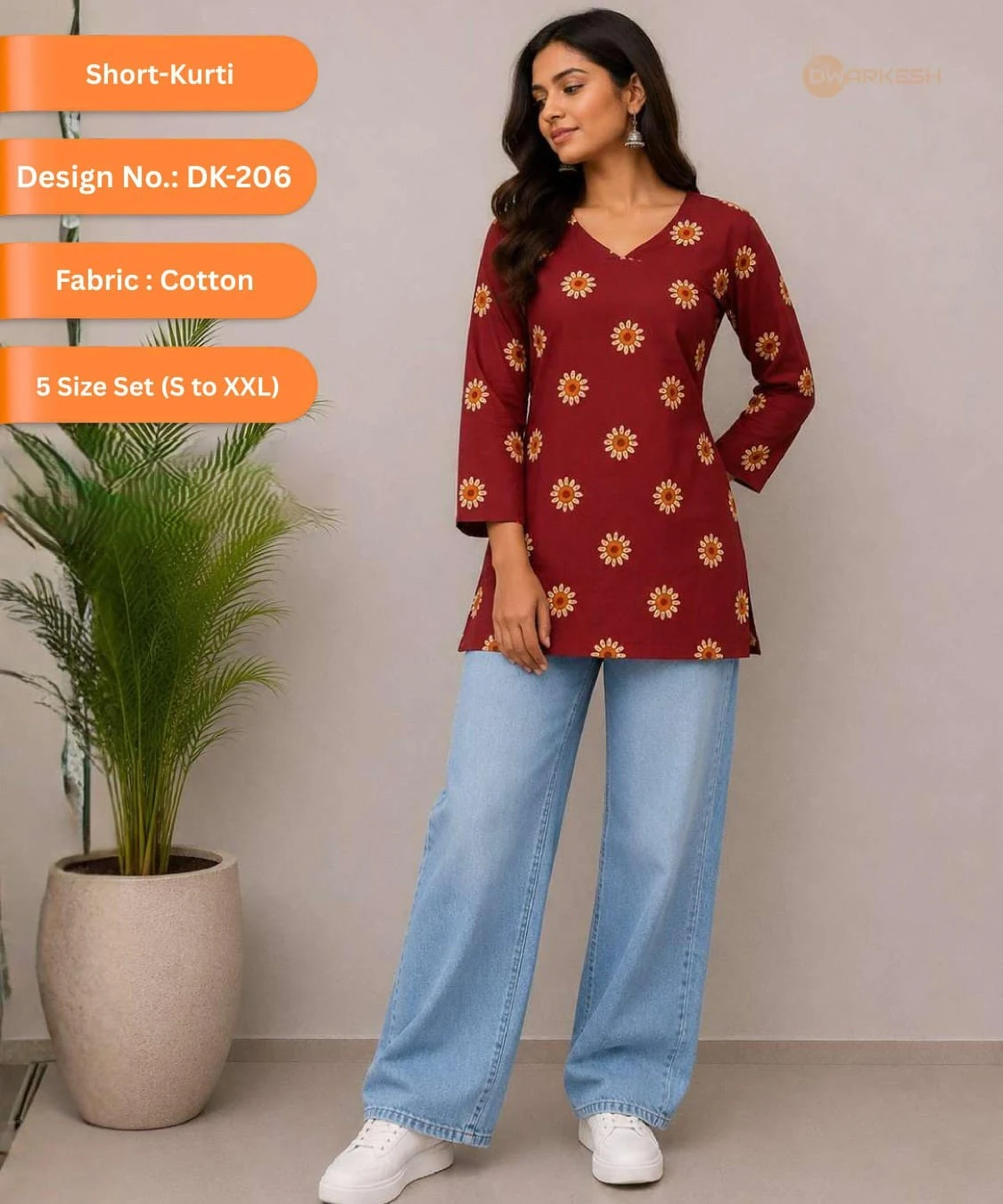 Short Kurti DK-206 — Cotton, 5 Size Set