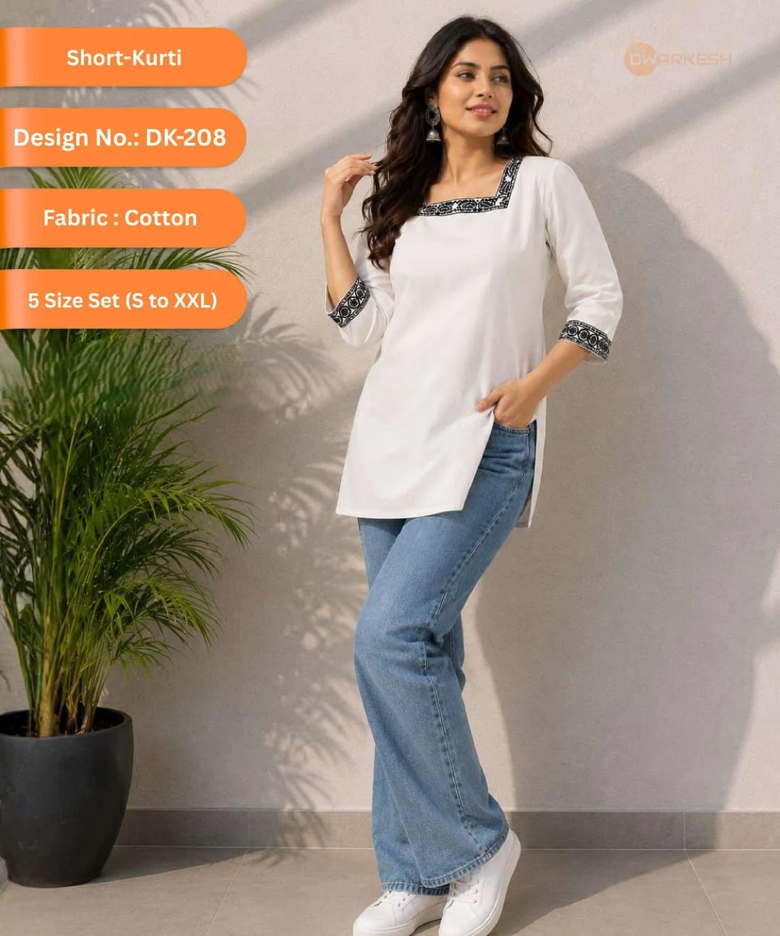 Short Kurti DK-208 — Cotton, 5 Size Set