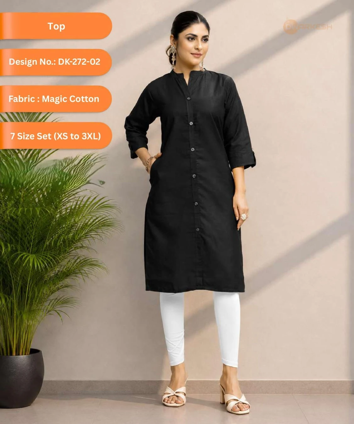 Kurti Top DK-272-02 — Magic Cotton, 7 Size Set