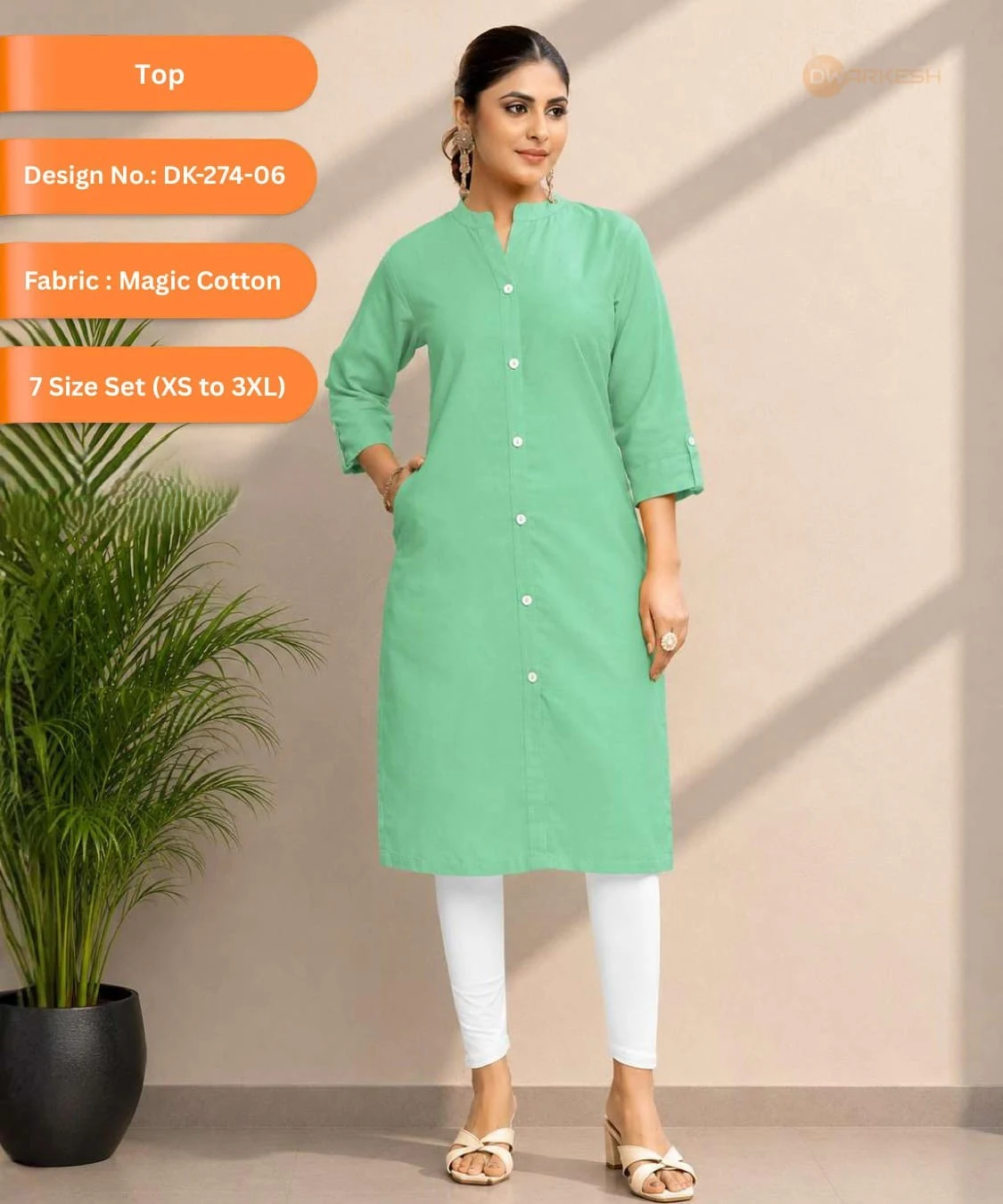 Kurti Top DK-274-06 — Magic Cotton, 7 Size Set