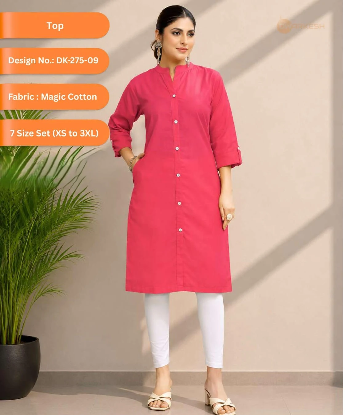 Kurti Top DK-275-09 — Magic Cotton, 7 Size Set